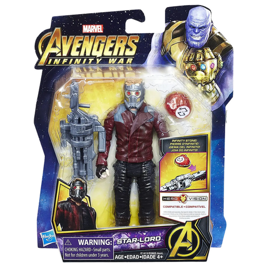 Figura Articulada Star-Lord (Avengers Infinity War) con accesorios -Con gema del infinito compatible con sistema "Hero Vision" Marca Hasbro  Serie Hero Vision 